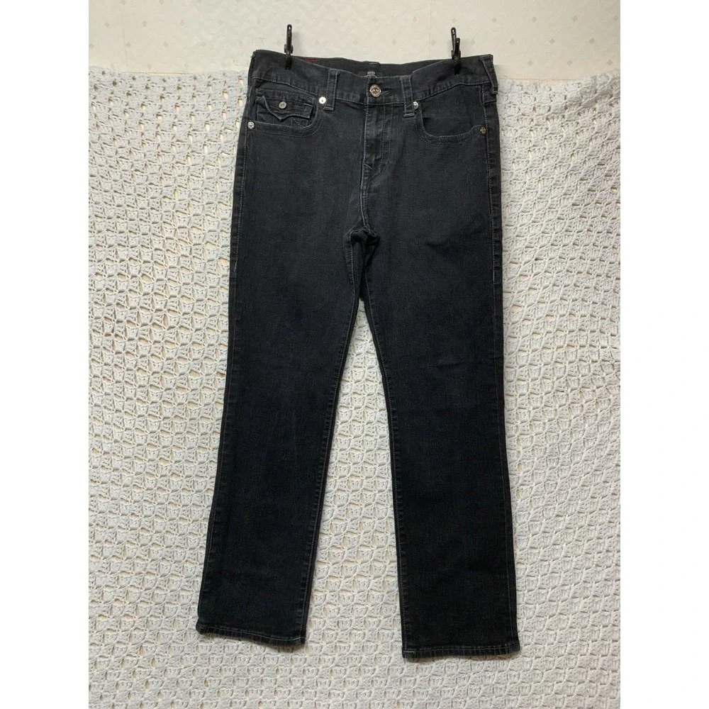 True Religion Jeans Mens‎ Size 32X30 Black Ricky Flap Relaxed Straight